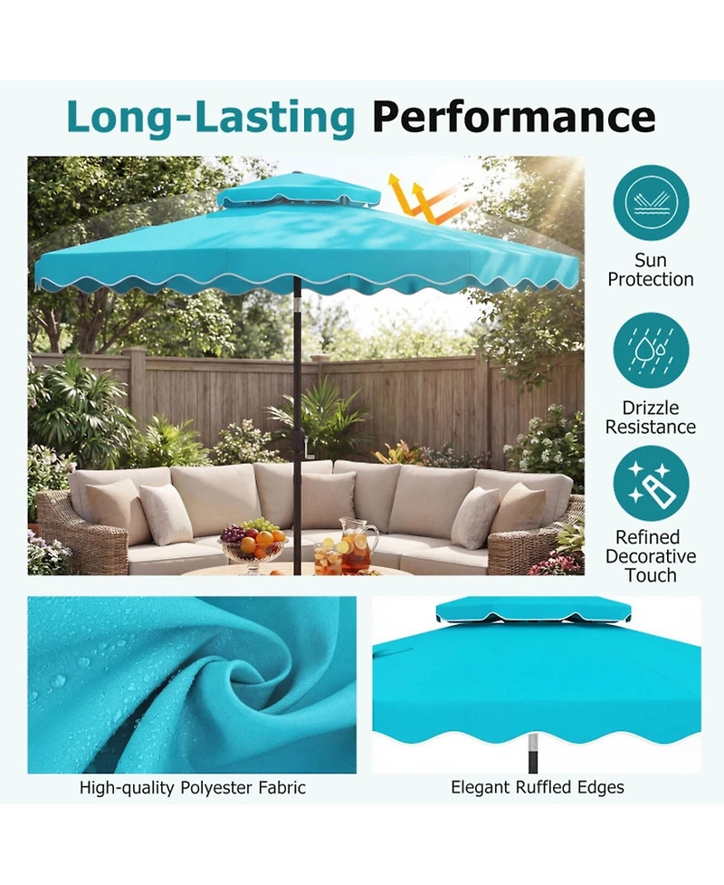 Gouun 9 Feet Outdoor Patio Umbrella with Push Button Tilt and Crank Lift