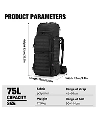 Piscifun 75L Molle Hiking Backpack With Rain Cover Hydration Compartment For Camping Travel