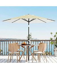 homfan 9 ft Patio Umbrella, Outdoor Market Umbrella with Push Button Tilt and Crank, 8-Rib Iron Frame
