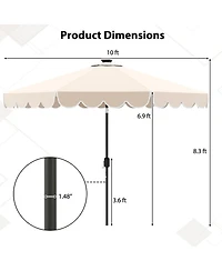 Gouun 10 Ft Solar Patio Umbrella with 24 Led Lights and Vented Top