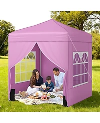 Gouun 6.5 x 6.5 Ft Pop Up Canopy Tent with 4 Sidewalls and Wheeled Bag