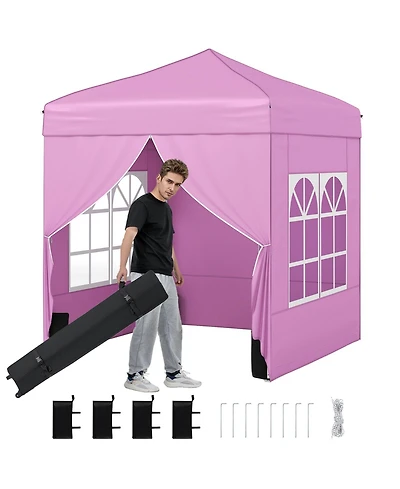 Gouun 6.5 x 6.5 Ft Pop Up Canopy Tent with 4 Sidewalls and Wheeled Bag