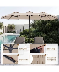 Gouun 13 Feet Double-Sided Rectangular Market Umbrella with 36 Led Lights