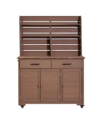Streamdale Furniture Large Wooden Garden Potting Bench With Storage And Lockable Wheels