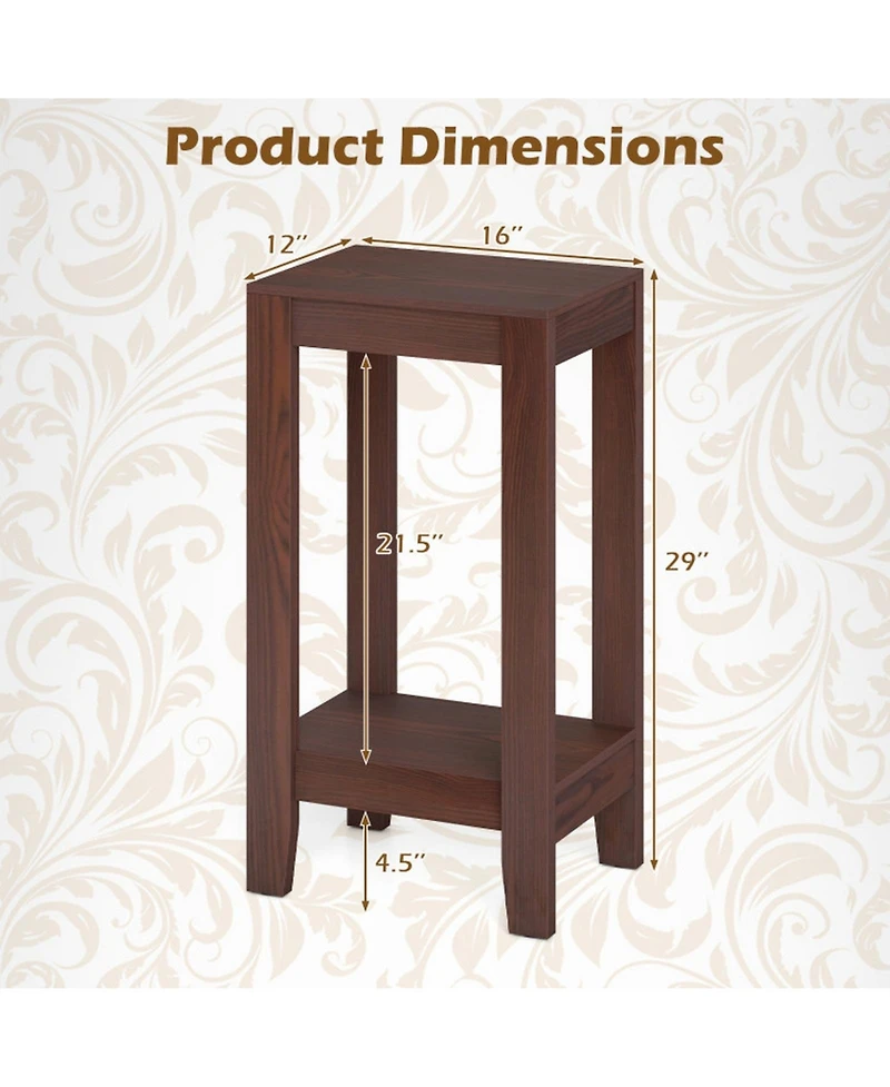Sugift Set of 2 2-Tier End Tables with Storage Shelf