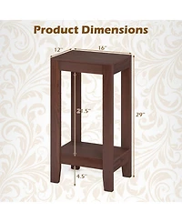 Sugift Set of 2 2-Tier End Tables with Storage Shelf