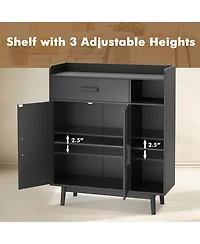 Sugift Free Standing Floor Storage Cabinet Cupboard Chest with 1 Drawer