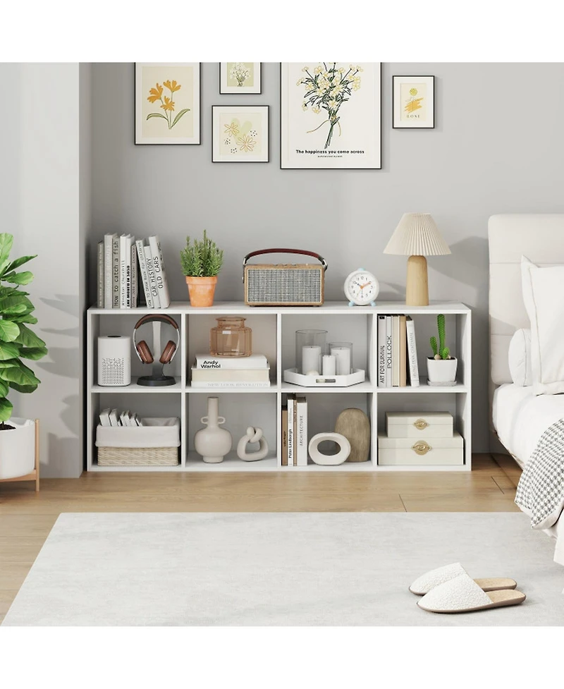 Sugift 8-Cube Bookcase Bookshelf with 2 Anti-Tipping Kits Storage Organizer