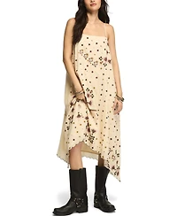 Lucky Brand Women's Contrast Embroidered Mix Floral Boho Midi Dress