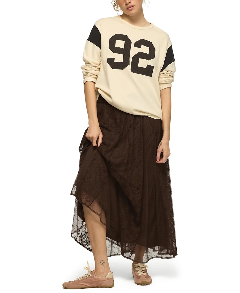 Lucky Brand Women's Allover Lace A-Line High-Waisted Floral Midi Skirt