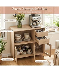 Sugift 36 Inch Sideboard Buffet Cabinet with Open Compartment and Drawers