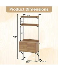 Sugift Tall Wall Mounted Ladder Bookcase with Storage Cabinet 2 Open Shelves Narrow Ladder Shelf