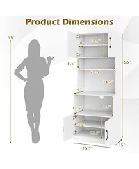 Sugift 66 Inch Kitchen Pantry Cabinet with Charging Station and Adjustable Shelves for Dining Room