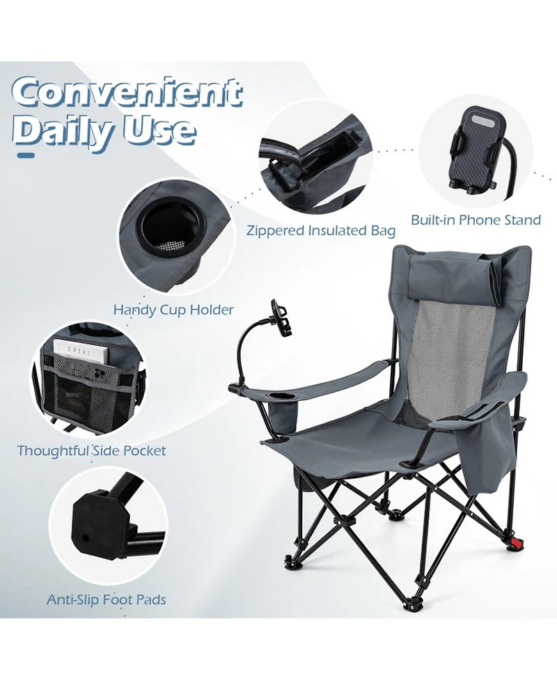 Hongge 2-in-1 Reclining Camping Chair Featuring Detachable Footrest