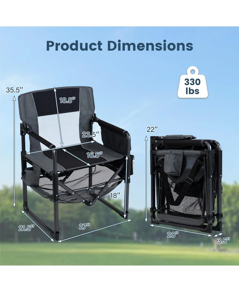 Hongge 2-Pack Heavy Duty Camping Chairs with Bottle Opener