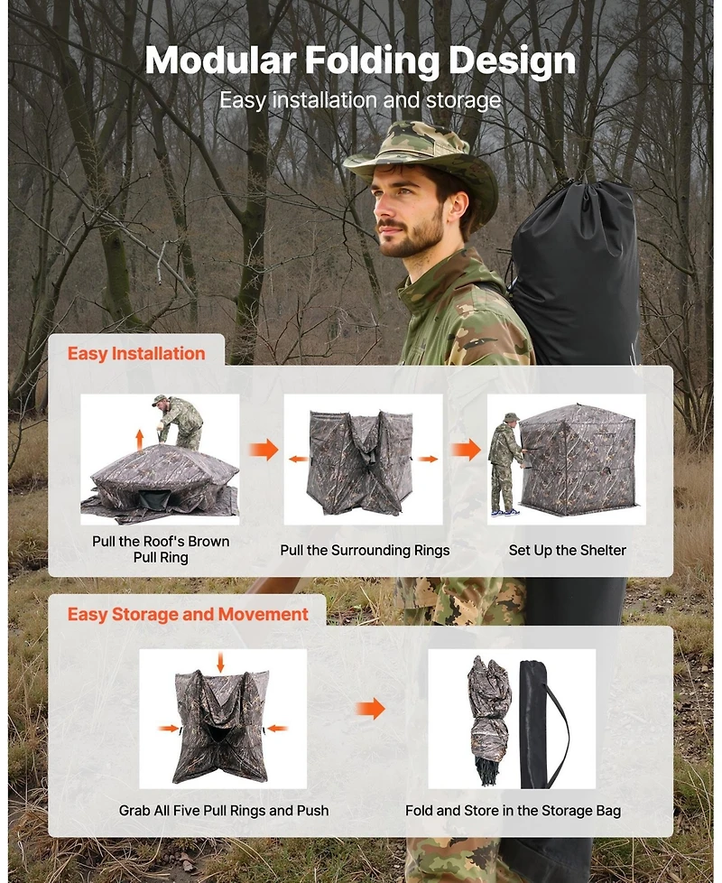 Portable 6 to 7 Person Camouflage Ground Hunting Blind Shelter