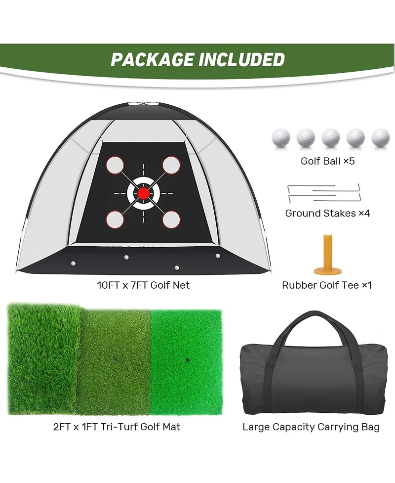 Aofar Golf Net Practice Mat Hitting Aid Driving Chipping Swing Target 10x7feet