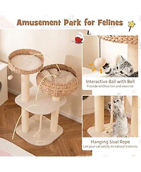 Sugift 41 in Rattan Cat Tree with Napping Perch