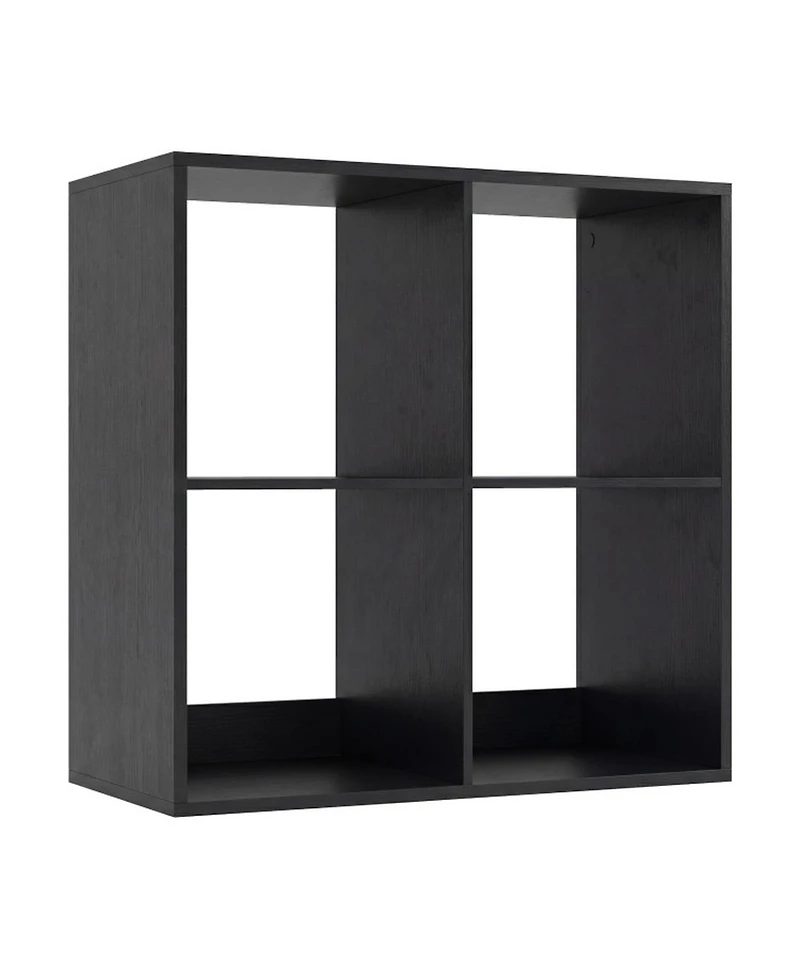 Sugift 4 Cube Bookshelf with Back Guardrail for Living Room Bedroom