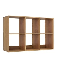 Sugift 6 Cube Bookshelf with Back Guardrail for Living Room Bedroom