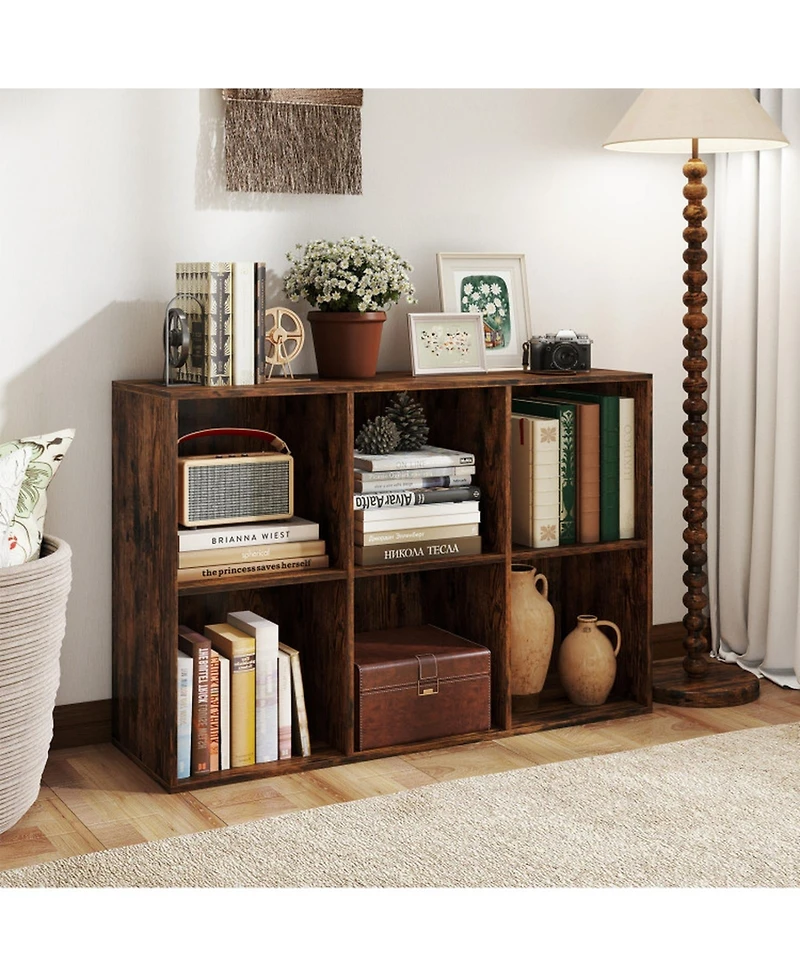 Sugift Modern 6-Cube Bookcase with Anti-Tipping Kits for Bedroom Living Room