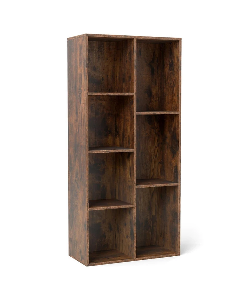 Sugift Vertical or Horizontal Freestanding Bookshelf with 7 Compartments