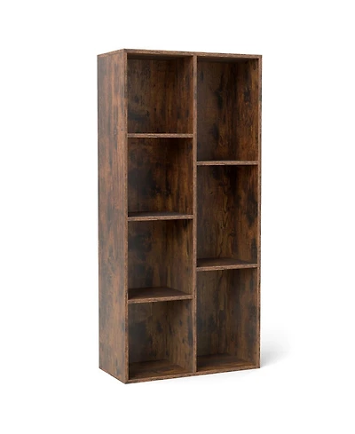 Sugift Vertical or Horizontal Freestanding Bookshelf with 7 Compartments