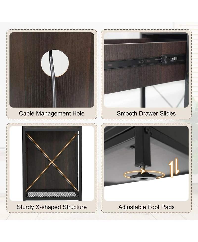 Sugift Buffet Sideboard with 2-Door Cabinet Power Outlets and Led Light