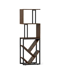 Sugift 6-Tier Floor Standing S-Shaped Geometric Tree Bookshelf Bookcase with Open Shelves