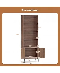 Sugift Bookshelf With Doors and 2 Anti-Tipping Kits for Home Office