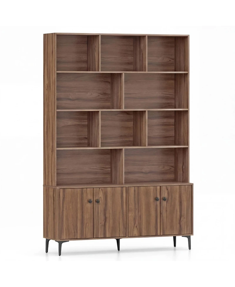 Sugift Bookshelf With 4 Doors and 2 Anti-Tipping Kits for Home Office