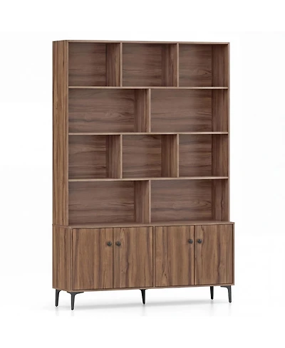 Sugift Bookshelf With 4 Doors and 2 Anti-Tipping Kits for Home Office