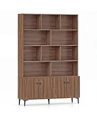 Sugift Bookshelf With 4 Doors and 2 Anti-Tipping Kits for Home Office