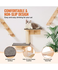 Hongge Seven Piece Wall Mounted Cat Shelf Set with Hammocks