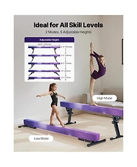 Hongge 8 ft Adjustable Gymnastics Balance Beam with 5 Heights