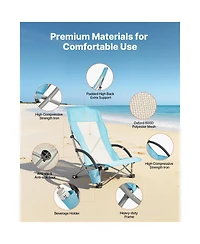 Hongge Extra Wide High Back Folding Beach Chair Rated to 330 lbs