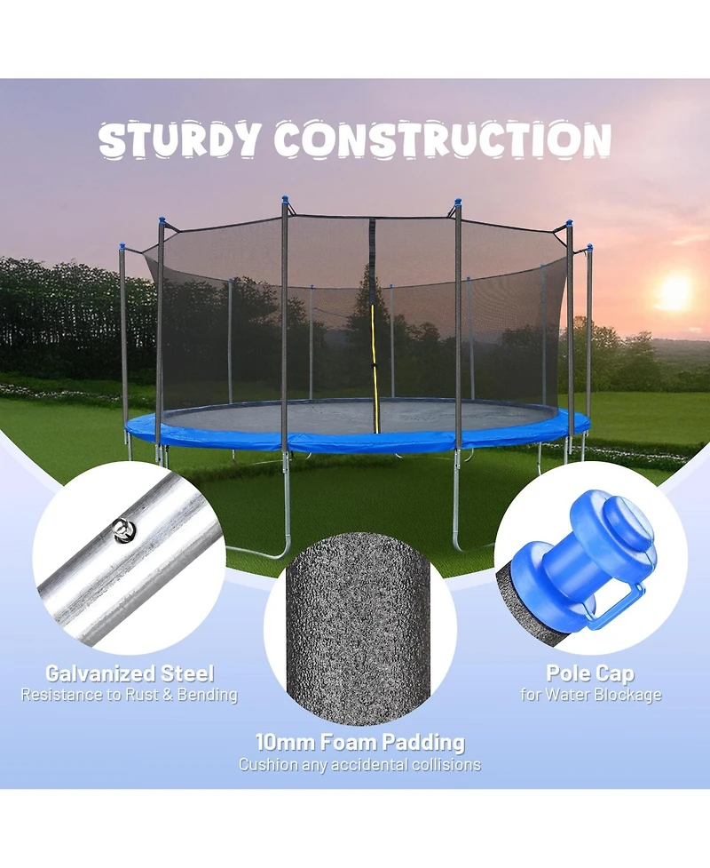 Yescom 6 Pcs Trampoline Replacement Poles with Clamps and 12 Pcs Trampoline Pole Foam Sleeves, Universal Hardware for Straight Poles