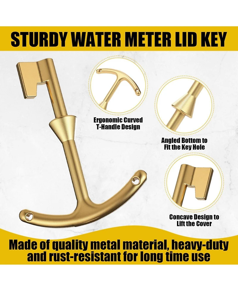 Xdovet Water Meter Key 17 Inch Steel Wrench T-handle 4-way Valve Tool