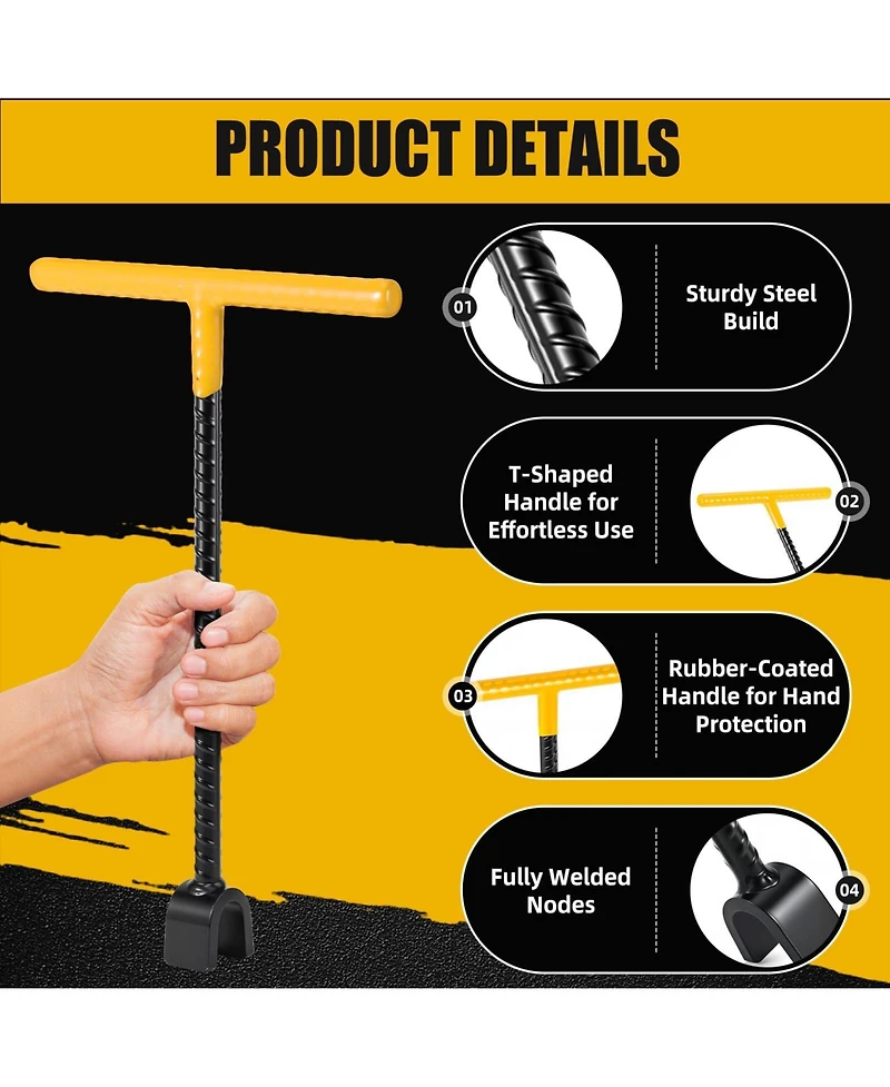 Xdovet Water Meter Key T-Handle Shut Off Tool Curb Valve 4-Way