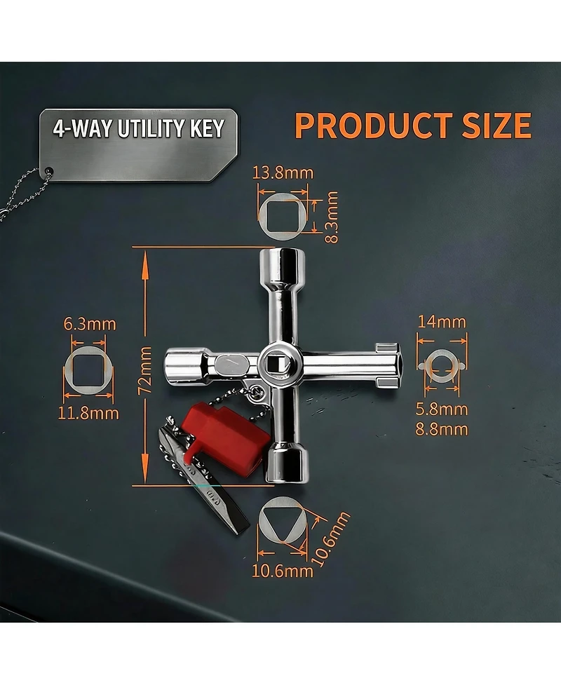 Xdovet 24-in-1 Universal Utility Key Zinc Alloy Plumber Tool