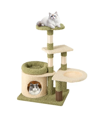 Sugift 38 in Tall Multi-Level Kitten Tower with Condo Bed and Hammock