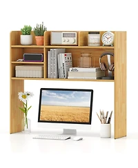Sugift Desktop Bookshelf Storage Hutch With 6 Shelves and Adjustable Shelf