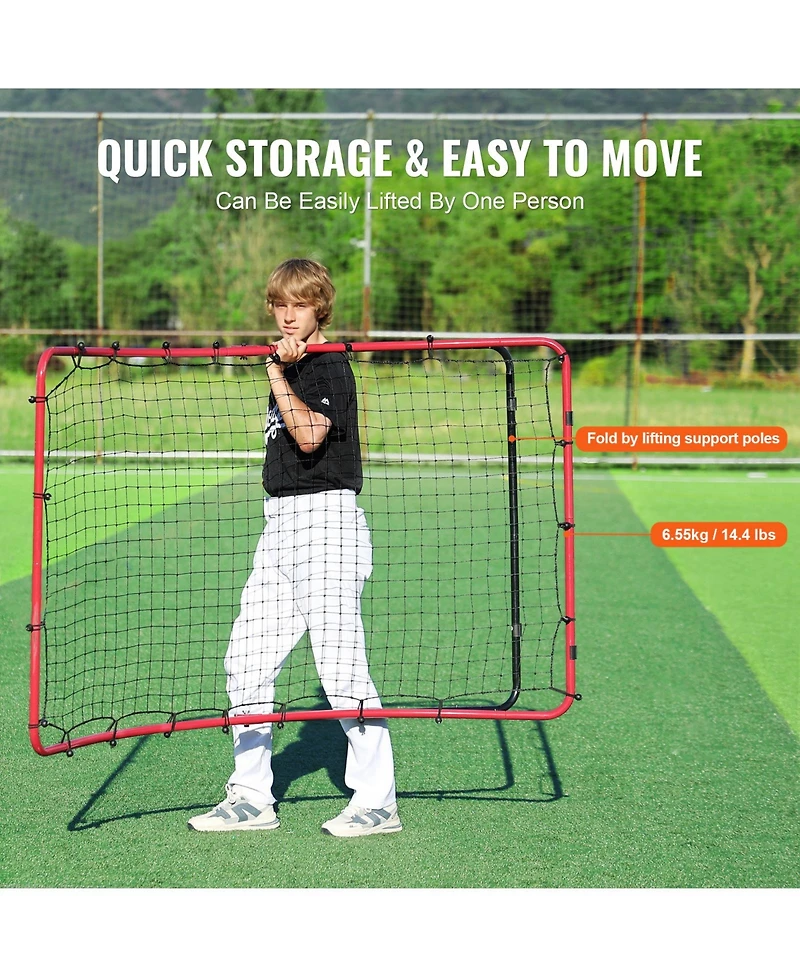 Hongge Adjustable-Angle Baseball PitchBack Rebounder Net 4 x 5.5 ft