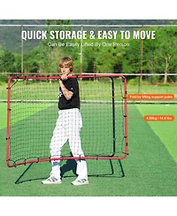 Hongge Adjustable-Angle Baseball PitchBack Rebounder Net 4 x 5.5 ft