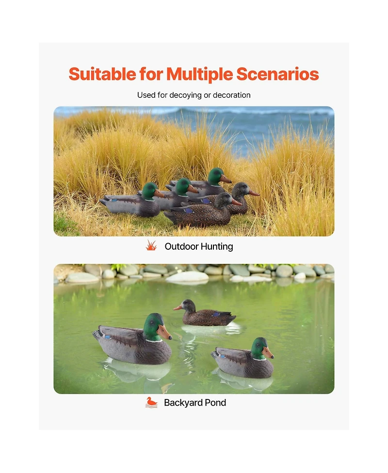 Hongge Realistic Weighted Keel Floating Duck Decoys 6-Pack for Hunting