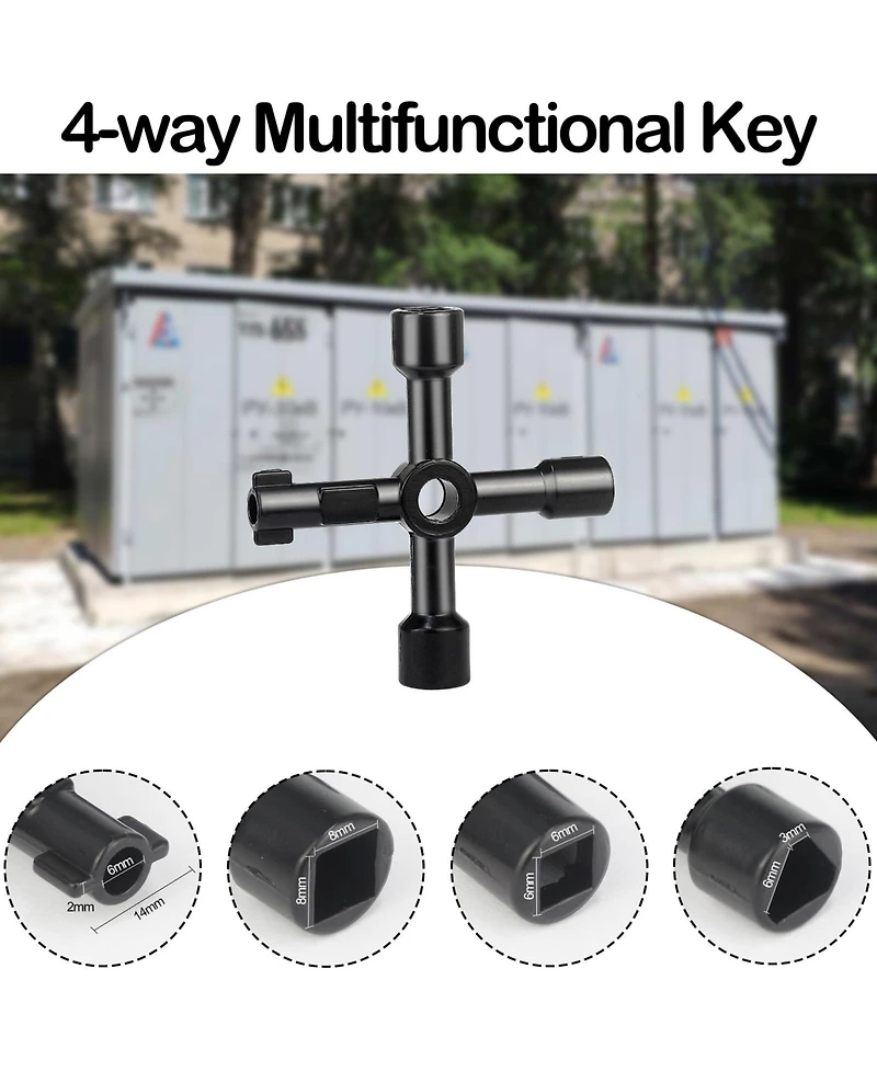 Xdovet Water Meter Key Shut Off Tool 4-Way Valve Opener
