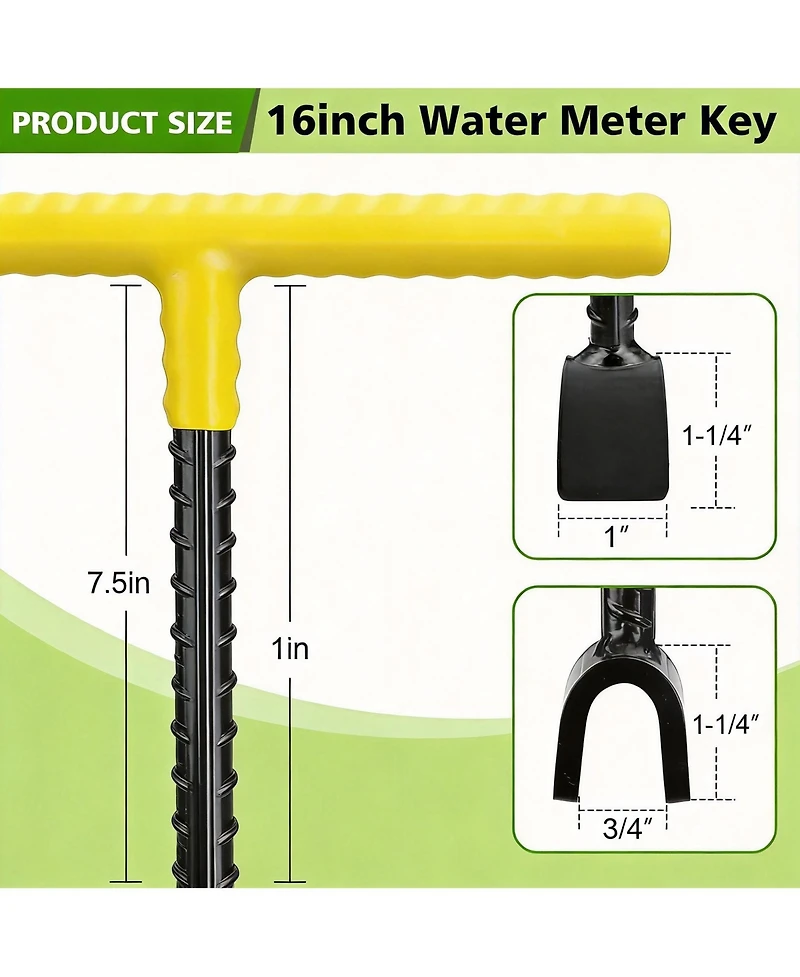 Xdovet Water Meter Key 4-Way T-Handle Shut Off Tool