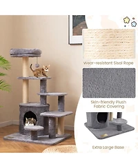 Sugift 40 in Multi-level Cat Tower with Condo and Dangling Jingle Ball