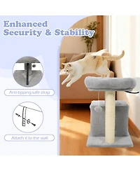 Sugift Small Cat Tree with Large Padded Plush Perch Condo and Scratching Posts for Indoor Cats