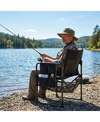 Gymax Outdoor Camping Chair for Adults with Cup Holder and Side Pocket Bottle Opener
